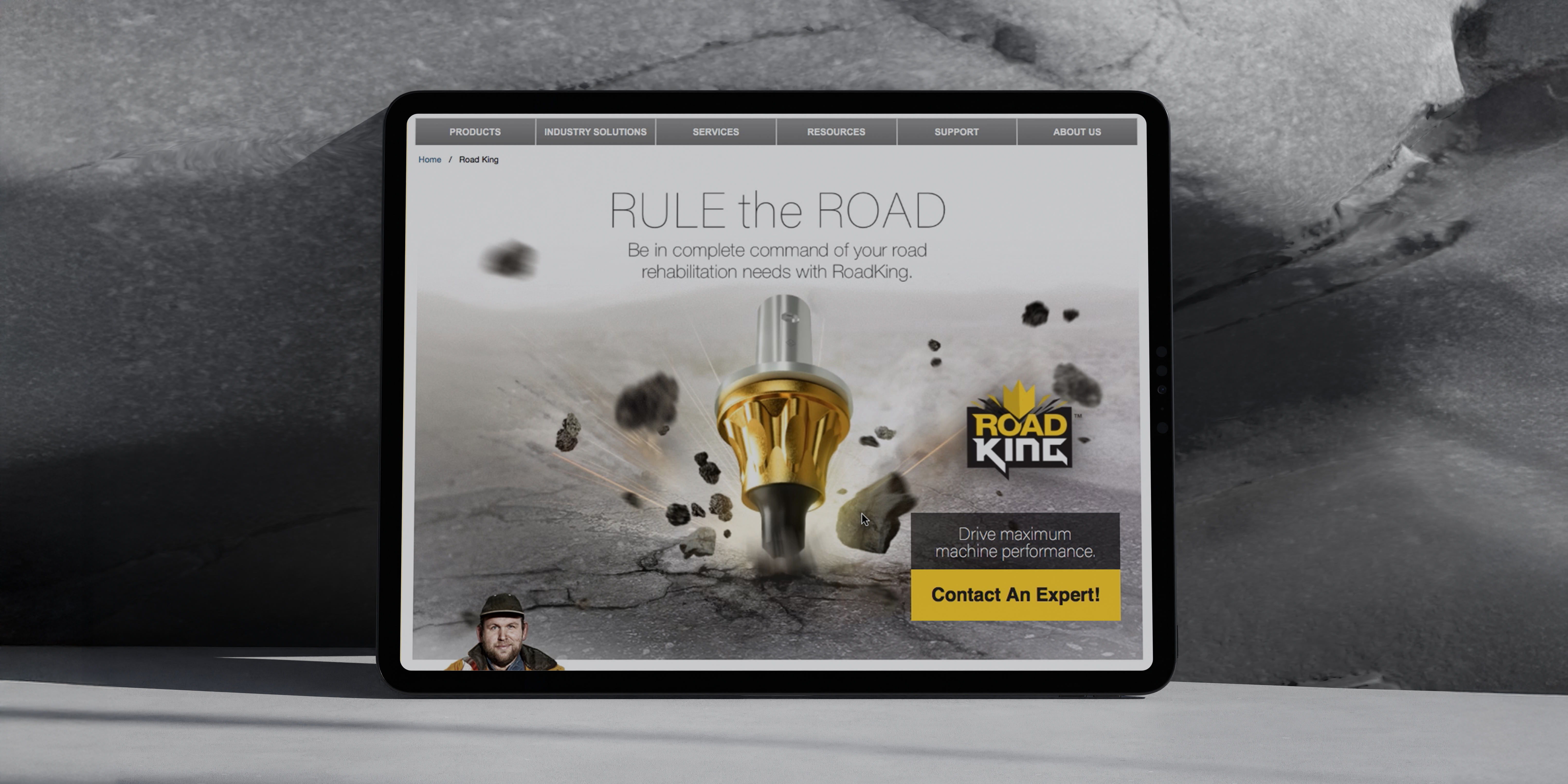 Darstellung der Kennametal Website auf einem Tablet